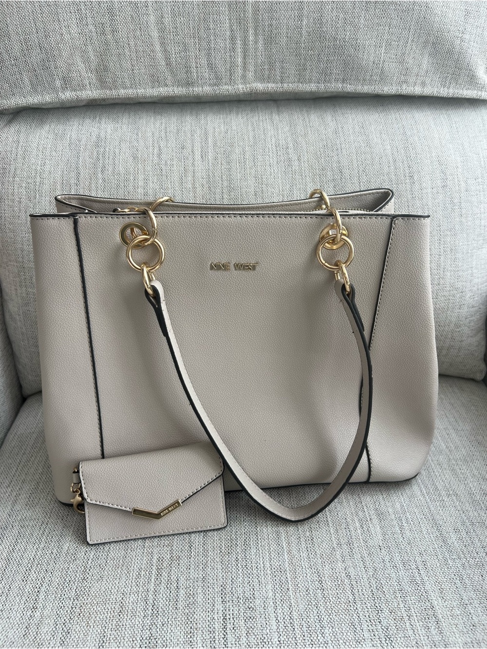 Nine West Taupe-Beige Tote with Matching Card Case